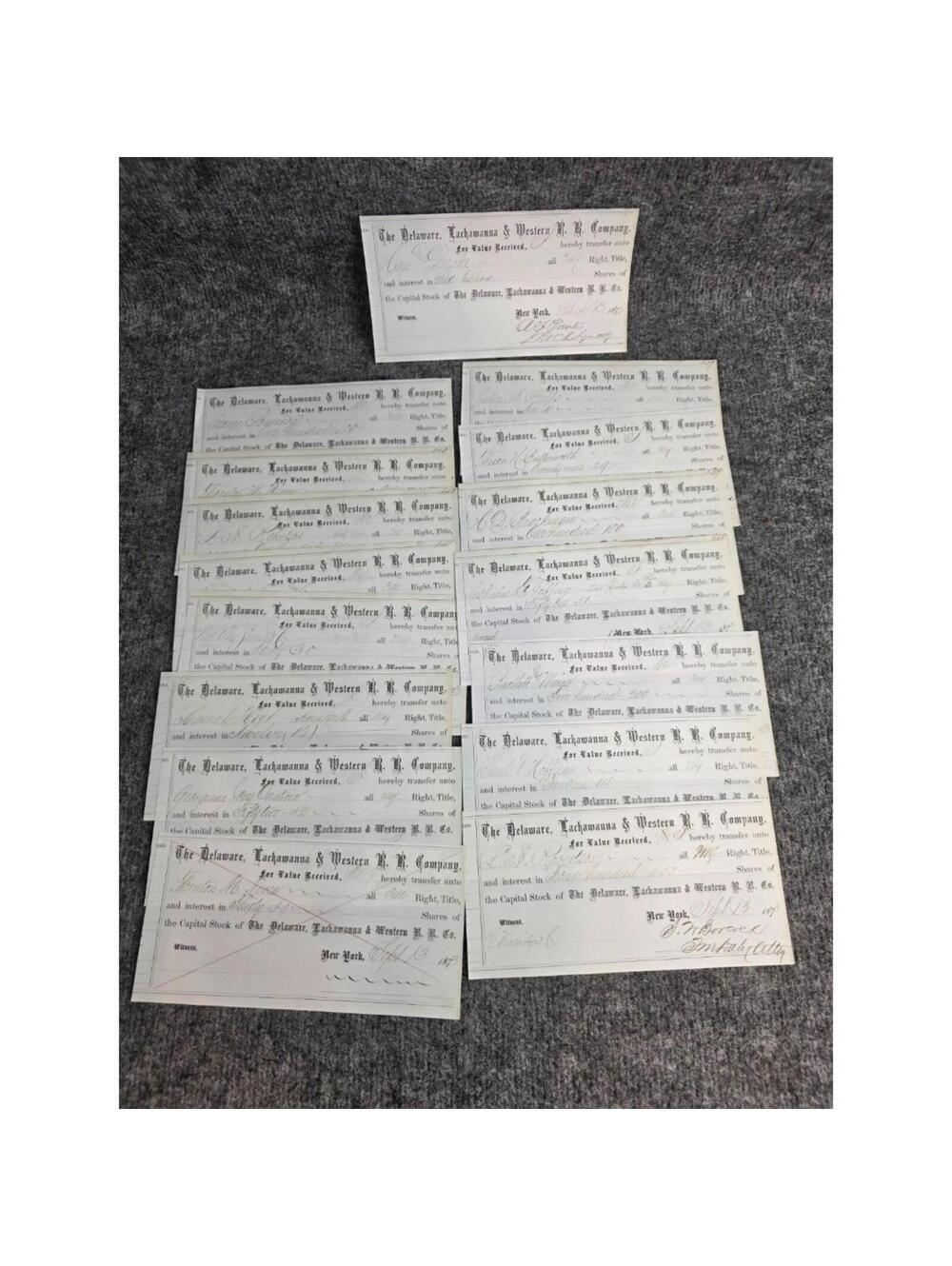 Vintage Delaware Lackawanna & Western Railroad Stock Certificates Lot